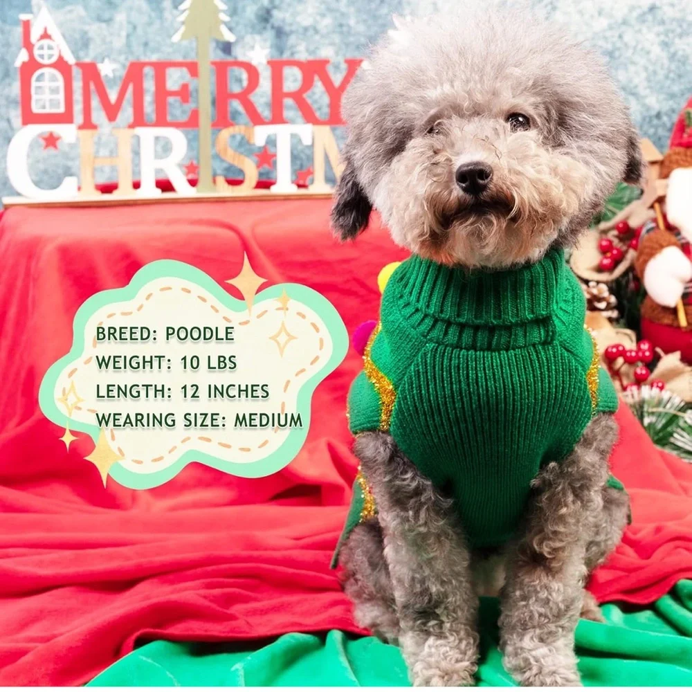 cyeollo Dog Christmas Sweaters Glitter Holiday Weather Winter Pet Outfits nwot